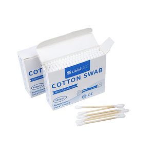 100% Naturel 100 pièces/boîte Coton-tiges en bambou Bâtonnet de coton-tige avec boîte en papier blanc - Product Image 1