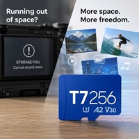 Carte mémoire T7 128 Go 256 Go 512 Go TF U3 A2 V30 étanche et résistante aux chutes XC pour appareil photo, téléphone, vidéo 4K