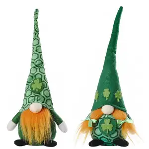 Muñeco de felpa para decoración del Día de San Patricio, muñeco sin cara con sombrero verde, trébol, gnomos, santo Irlandés, regalo del Día de San Patricio