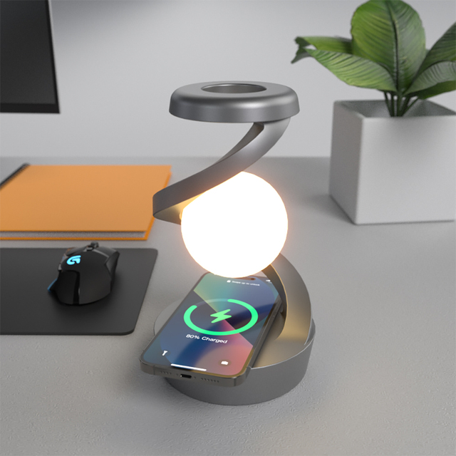 Hot Selling Levitating 3D RGB Night Light Rotating Wireless Charging LED Floating Lamp for Home Decor Plastic Body Table Lamp