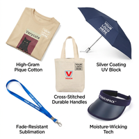 Kit promotionnel d'été personnalisé avec logo : T-shirt, sac en toile, parapluie, cordon tour de cou – Articles de marketing d'entreprise pour l'extérieur