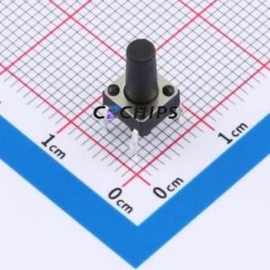 TSA06131-110B332BA Tactile Switch Through hole-4P,6.1x6.1mm Switch Single Pole Single Throw Round Button 1.8N 6.1mm - Product Image 1