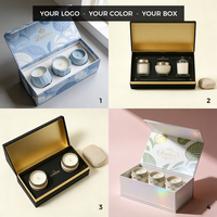 Boîte cadeau magnétique rigide sur mesure pour bougies, emballage en matériaux recyclés, logo personnalisé, finition noir et or, laminage mat