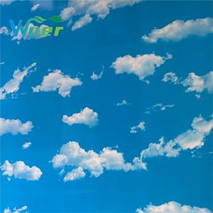 Película de PVC Decorativa para Techos de Yeso, Diseño Moderno 3D de Cielo Azul y Nubes Blancas, Uso en Hoteles, Venta Caliente en China - Product Image 1