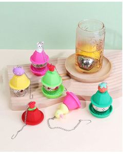 Cute Cartoon Design 304ss Food Grade Stainless Steel Eco-Friendly Stocked Novelty Silicone <b>Leaf</b> Shape Strainer Tea Infuser - Product Image 5