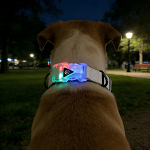 Collier pour chien en polyester imperméable réglable avec LED, attache LED, charge USB, sangle respirante et sécurisée - Product Image 1