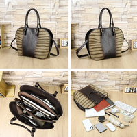 Sac de travail et de bureau en cuir pleine fleur effet croco dégradé pour femme, grande capacité, sac fourre-tout pour ordinateur portable 14,2 pouces, sac à main en forme de coquille