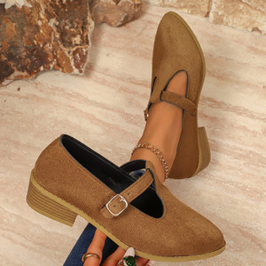 British Style Large Size Suede Low Heel Shoes for Women Autumn New Pointed Toe Thick Heel Wholesale 43 - Product Image 3