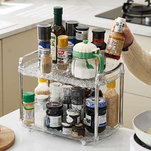 <b>Kitchen</b> Spice <b>Rack</b> 2 Tier Acrylic Condiment Storage Organizer For Countertop Use - Product Image 1