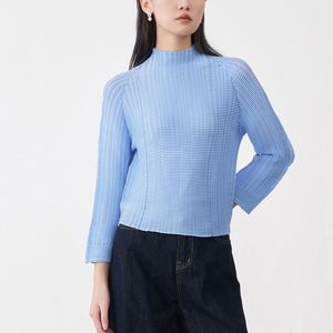 Blusa Plisada con Cuello Alto para Mujer, 100% Poliéster, Estilo Casual Holgado, Secado Rápido, Estilo Coreano, Venta al Por Mayor en Línea - Product Image 4