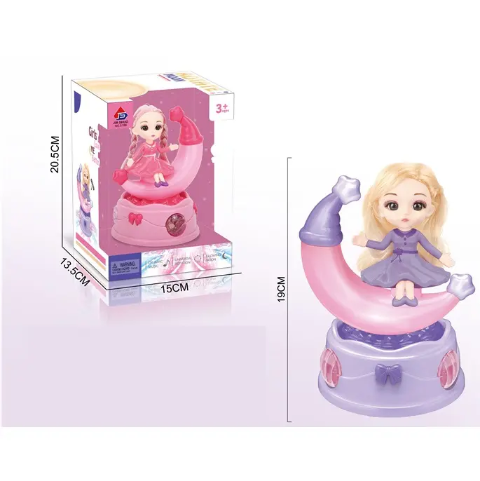 Bambola di plastica B/O di vendita calda per il giocattolo della bambola della principessa della luna rotante universale elettrico delle ragazze con luci e musica