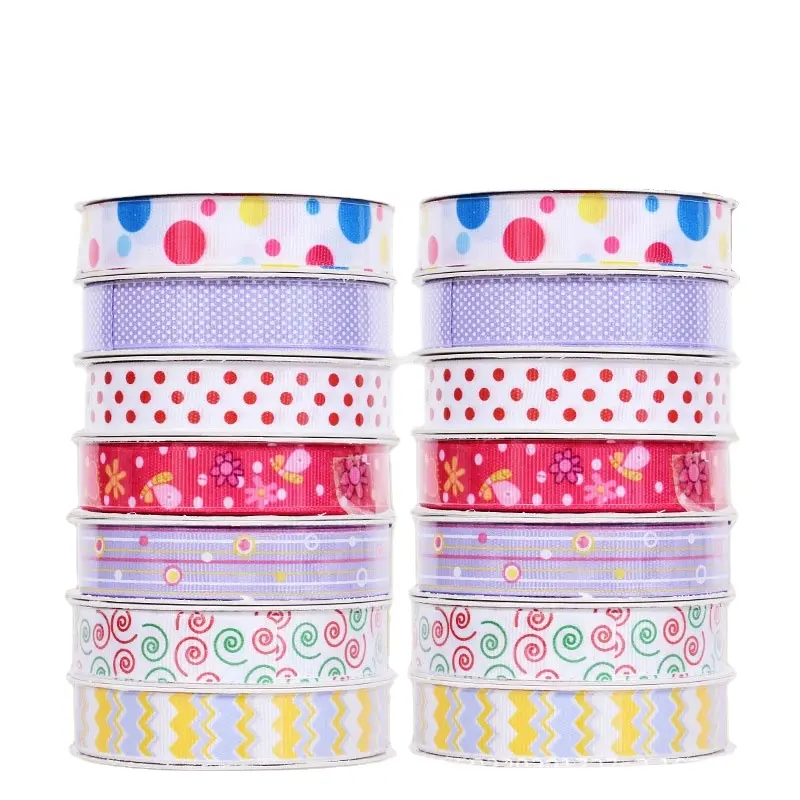 Customized logo printed gross grain ribbon roll Factory wholesale ribbon decorative ribbon happy birthday rbbons