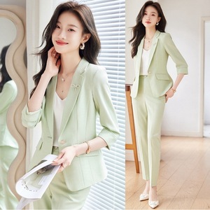 Women's Casual Suit Set Three Quarter Sleeve Summer Breathable Office Lady Formal Wear - Product Image 1