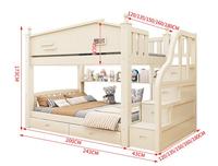 Meubles de qualité supérieure pour chambres d'enfants, lit superposé en bois massif avec tiroirs et escalier