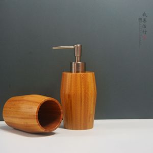 Bamboo Liquid Soap Dispenser Manual Desktop Household Bathroom Hotel Supplies Chongqing Origin Zwy009 - Product Image 2