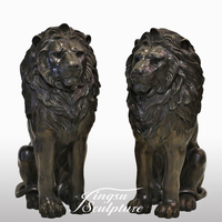 Grande sculpture de lion assis en bronze antique Jingsu pour décoration extérieure