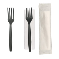 Ensemble de couverts modernes biodégradables en CPLA écologiques avec serviette et sel et poivre pour emballage de boîte à lunch de mariage
