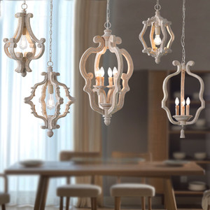 Colección <span class=keywords><strong>de</strong></span> Lámparas Colgantes <span class=keywords><strong>de</strong></span> <span class=keywords><strong>Madera</strong></span> Rústica Estilo Campestre Francés, Lámpara Colgante LED Vintage con Acabado Desgastado para Restaurante, Bar, Barra, B&B - Product Image 1