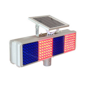 Solar Powered Traffic Warning <b>Light</b> Red Blue Led Flashing Signal Lamp <b>Pole</b> Mount Aluminum Frame IP65 Protection - Product Image 5