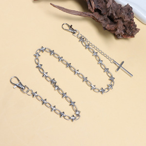 Chaîne de taille Yueli avec pendentif croix en alliage de zinc, rivets, style décontracté, chaîne de corps simple tour, blanc K - Product Image 3