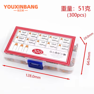 300pcs 10 giá trị nguyên khối tụ gốm Bộ phân loại tự làm mẫu hộp 50V 10pf 20PF 30pf 47pf 56pf 68pf 100pf 1nf 10nf 100nf - Product Image 2