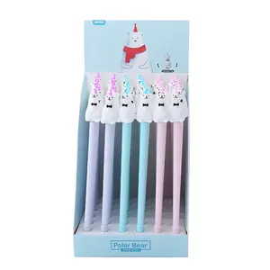 قلم سيليكون للبيع بالجملة قلم جل كاواي الدب القطبي للأطفال أقلام جل بلاستيكية لطيفة مفضلة للأطفال