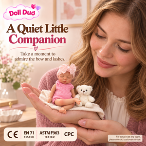 Muñeca Reborn de Silicona Personalizada DollDuo de 6 Pulgadas, Bebé Dormido con Traje de Punto Rosa y Lazo, Regalo Realista para Niños en Acción de Gracias - Product Image 3