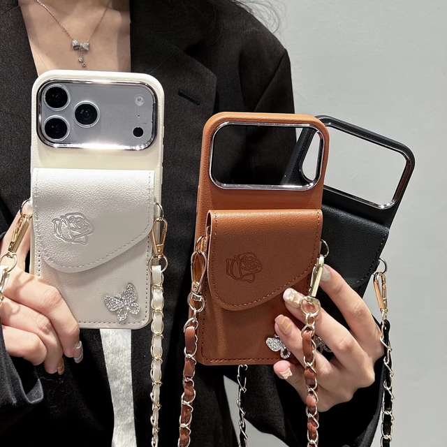 Luxury Crossbody Pu Leather Phone Case for Iphone 17/16/15/14/13 Pro Max Multifunction Wallet Stand with Shockproof Protection