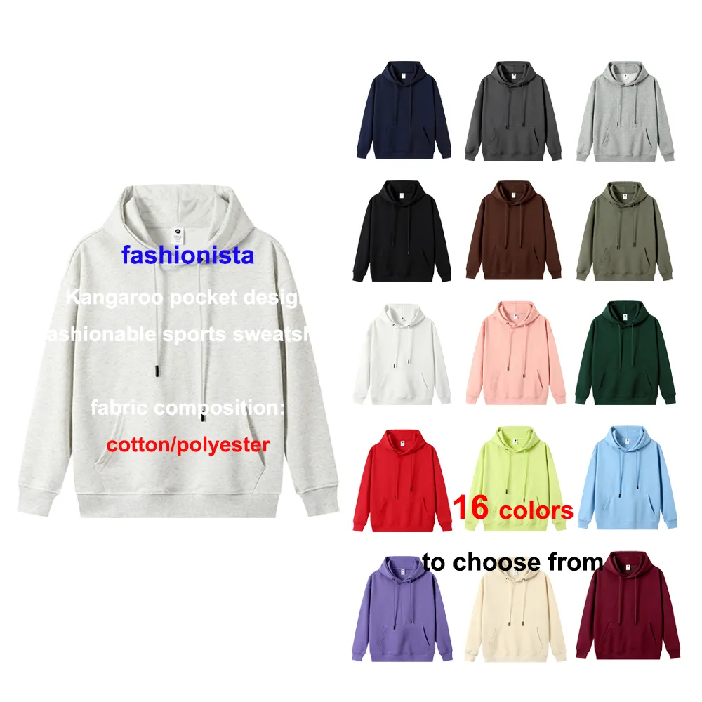 16 renkler yüksek kalite 330g Fashionista kanguru cep tasarım adam pamuk Polyester atletik Hoodies