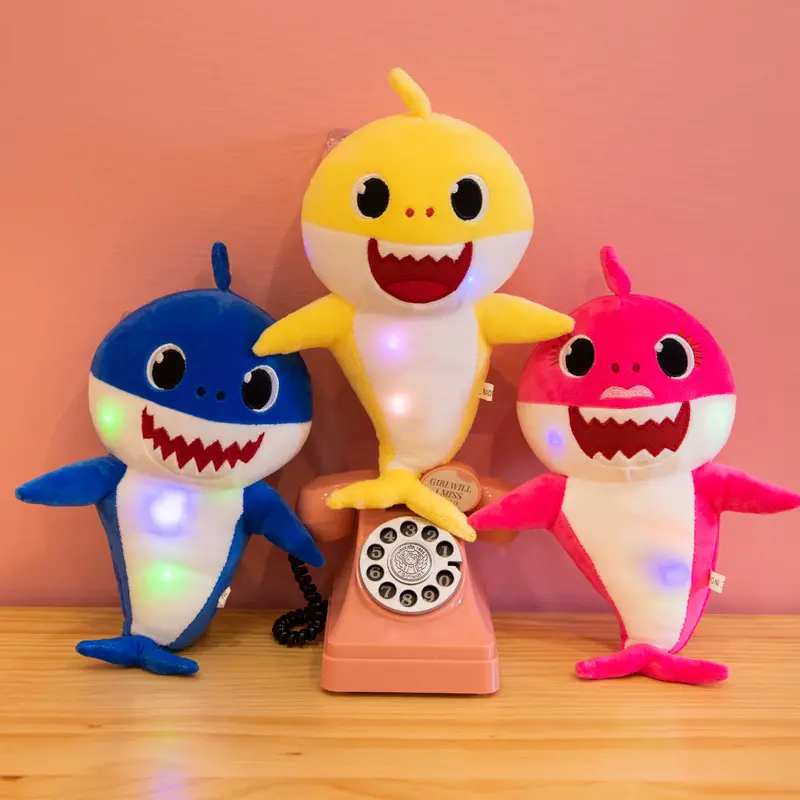 Wholesale Creative Children Shark English Song Music Lighting Cartoon Baby Plush Doll Music Shark Family Plush Light - Up Kids