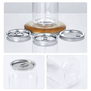 OEM PET Transparent Plastic <b>Spice</b> <b>Jars</b> Cans With Logo Custom Aluminum Lid Fruit Juice Soda Coffee Drinking Bottle Plastic Cups - Product Image 3