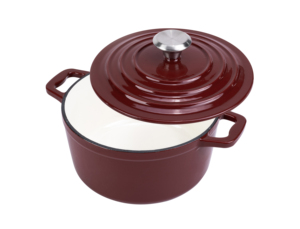 <span class=keywords><strong>Cocotte</strong></span> <span class=keywords><strong>en</strong></span> <span class=keywords><strong>fonte</strong></span> émaillée rouge bordeaux avec couvercle auto-irrigant, pot à ragoût rond - Product Image 1