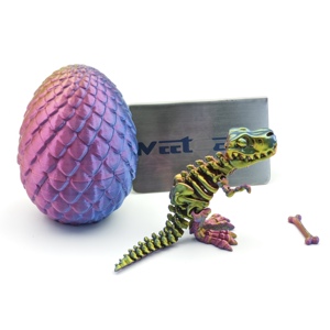 Modèles d'œufs de dinosaures en acier inoxydable imprimés en 3D, couleur laser, personnalisables, jouets œufs de Tyrannosaurus Rex, produits virals TikTok - Product Image 1