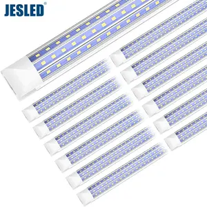 JESLED LED 상점 조명 2FT 4FT 5FT 8FT 90W 연결 가능 T8 LED 조명기구 D 자형 고출력 LED 튜브 조명 투명 커버 ETL