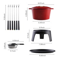 Vaisselle élégante en fonte colorée fromage au chocolat 8 personnes ensemble de fondue au chocolat à raclette avec 6 fourchettes
