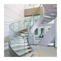 Villa moderne Escalier incurvé avec installation facile de la main courante en verre conception hélicoïdale/circulaire pour les appartements