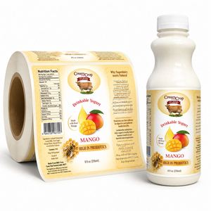 Étiquette autocollante rectangulaire pour boisson probiotique au yaourt CreamCrop Farms, saveur mangue, 8 oz - Product Image 1