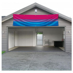 הדפס את עיצוב הלוגו שלך, מילים, דגל 2x8 רגל, דגל גאווה בי-מינית LGBT עם 10 טבעות פליז לחדר חיצוני, מערת גברים - Product Image 2