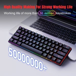 Teclado para juegos HSXJ V900 con cable de 61 teclas con teclas de doble disparo interruptor rojo, teclado de oficina para juegos con retroiluminación RGB - Product Image 4