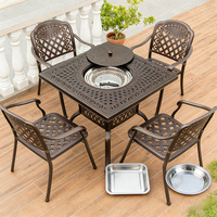 Table de barbecue extérieure amovible personnalisée, charbon de bois/électrique/chaudron, table et chaises universelles en aluminium moulé, imperméables