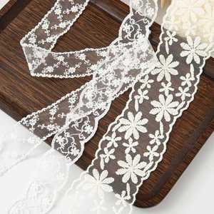 High Quality White Embroidery <b>Lace</b> Trim with No <b>Elastic</b> <b>Lace</b> Mesh for Garment Gift Ribbons - Product Image 2