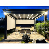 TIMESTILL Gazebo de jardin moderne en alliage d'aluminium et verre, pavillon extérieur type solarium avec toit à lames orientables, étanche et écologique