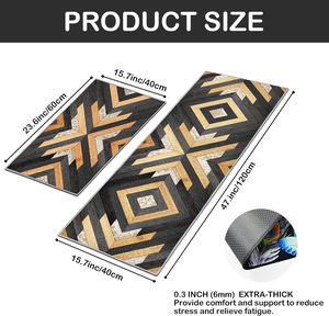 Juego de 2 Alfombras de Cocina Antideslizantes de Estilo Moderno, Alfombra de Terciopelo de Cristal Lavable con Diseño Floral, Alfombra Larga para Puerta de Cocina - Product Image 2