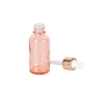 Flacon en verre vide pour huile essentielle en gros avec compte-gouttes, flacon rond de Boston rose pour sérum de soin de la peau, huile capillaire