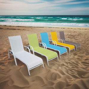 سرير استرخاء خارجي من الحديد مع سرير شمسي من القماش للحديقة والفناء وغرفة المعيشة والفنادق والفلل - تصميم عصري قابل للطي - Product Image 1