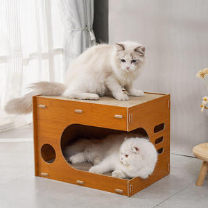 Cama Rascador para Gatos de Madera con Cartón Corrugado, 2 Estilos Disponibles, Fácil de Montar, para Gatos de Menos de 9 kg - Product Image 5