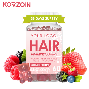 סוכריות גומי לצמיחת שיער בתווית פרטית, תוסף ביוטין לטיפוח צמיחת שיער, עור וציפורניים, ויטמינים לנשים, סוכריות גומי בצורת דובונים, ODM ו-ODM זמינים - Product Image 1