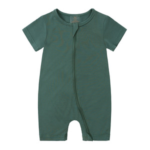 Vêtements pour bébés body en fibre de bambou pour bébés de 0 à 2 ans été unisexe nouveau style vêtements pour bébés de couleur unie avec revêtement des fesses - Product Image 2