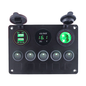 5 gang xe bảng chuyển đổi với cổng USB vôn kế & bộ phận ngắt mạch dễ dàng cài đặt cho RV/thuyền/xe tải 12V hệ thống - Product Image 1