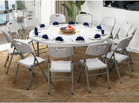 Vente en gros table ronde en plastique pliable pour pique-nique bbq de camping en plastique fabrication extérieure pour fête mariage chaises et ensemble de table